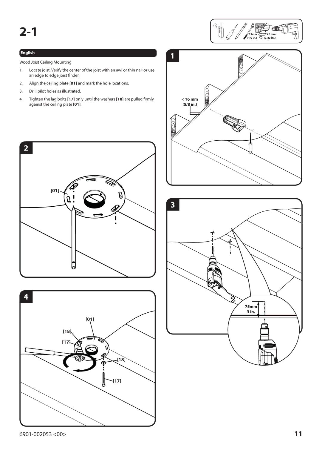 Sanus Systems VP1 manual Against the ceiling plate 