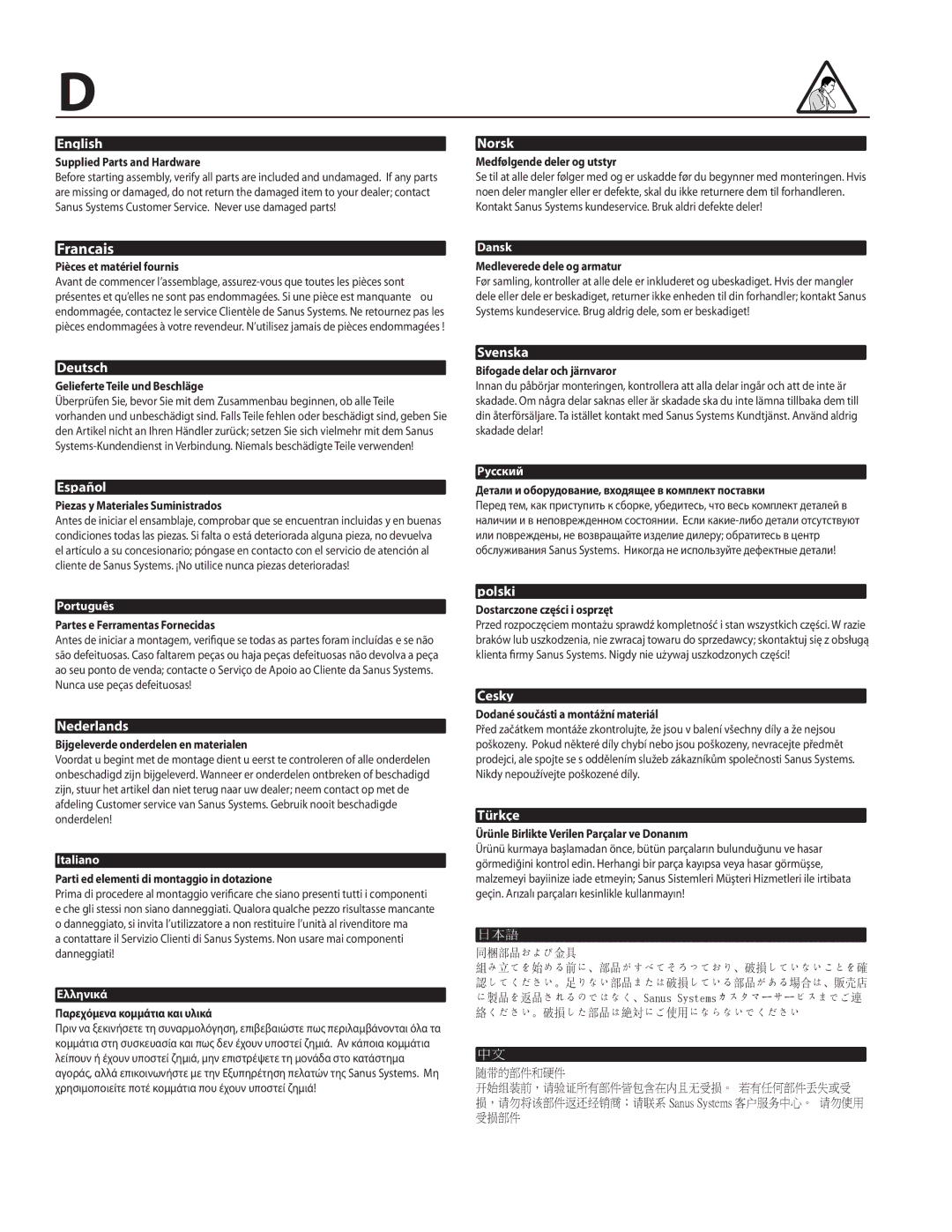 Sanus Systems VXF220 manual Español, Nederlands, Svenska 