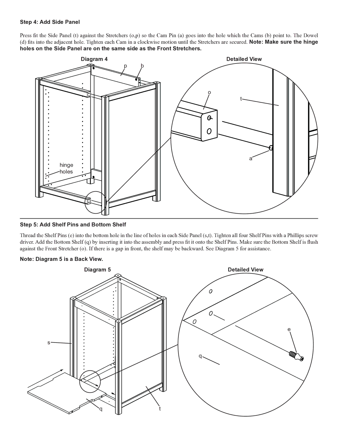 Sanus Systems WFA37 manual Add Side Panel, Add Shelf Pins and Bottom Shelf 