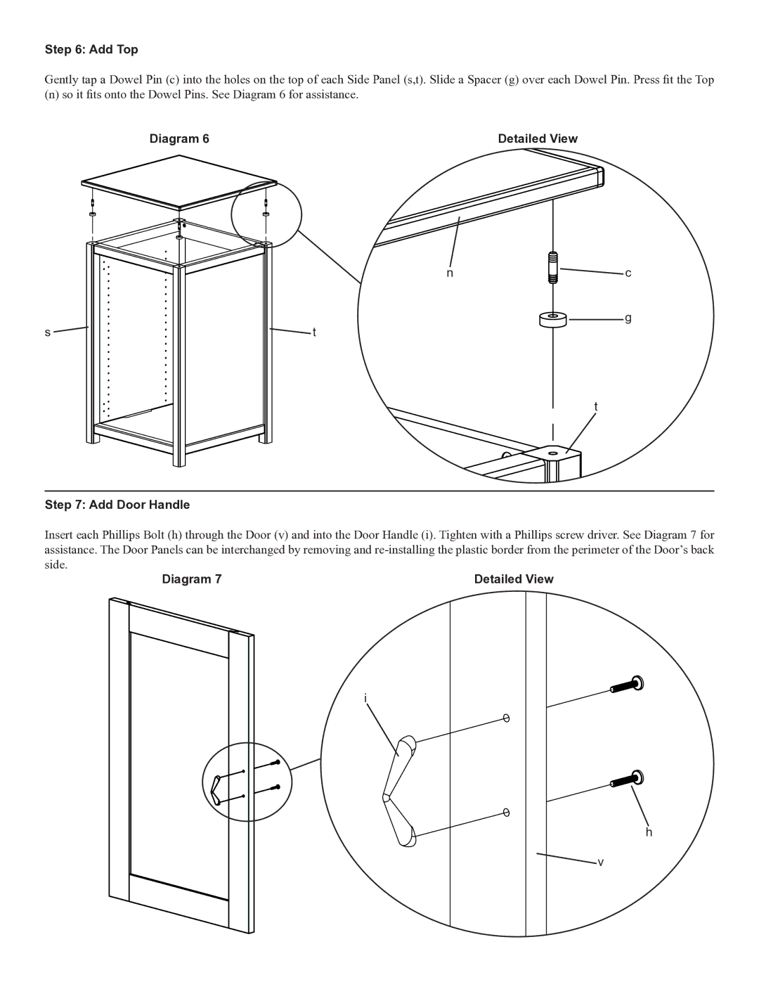 Sanus Systems WFA37 manual Add Top, Add Door Handle 