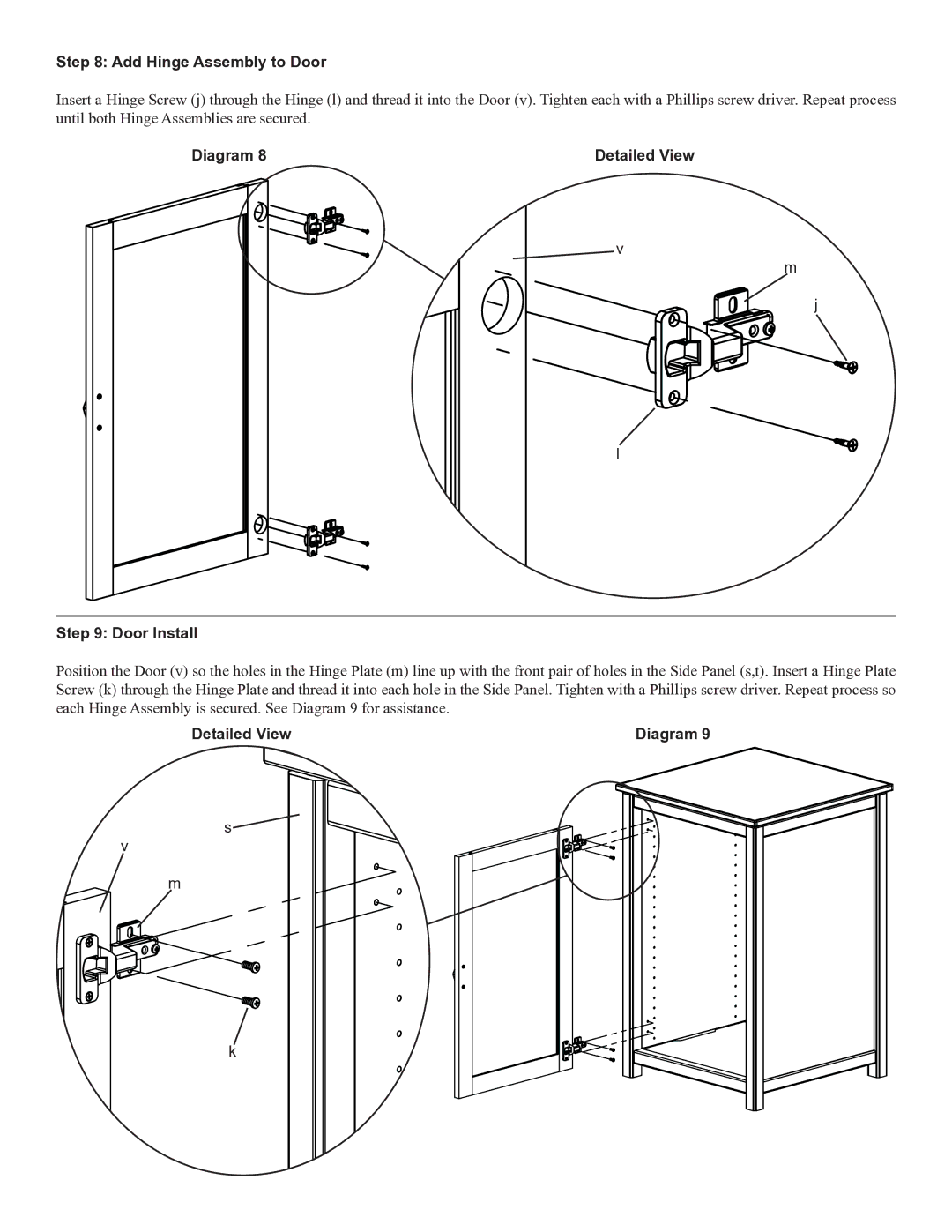 Sanus Systems WFA37 manual Add Hinge Assembly to Door, Door Install 