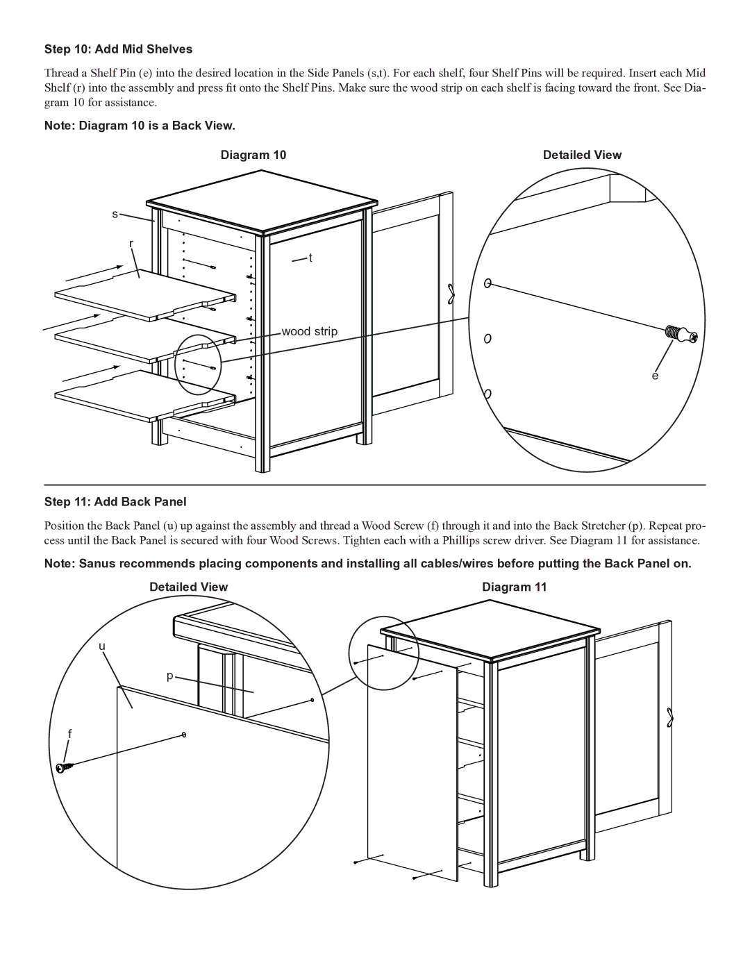 Sanus Systems WFA37 manual Add Mid Shelves, Add Back Panel 