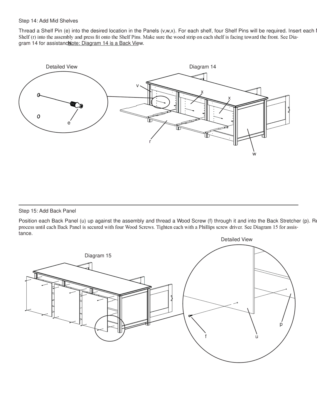 Sanus Systems WFV66 manual Add Mid Shelves, Detailed View Diagram Add Back Panel 