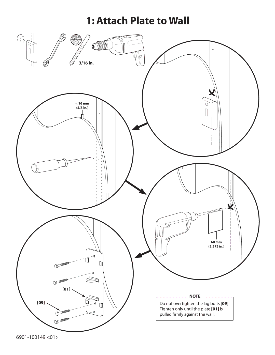 Sanus Systems WMS2 important safety instructions Attach Plate to Wall 