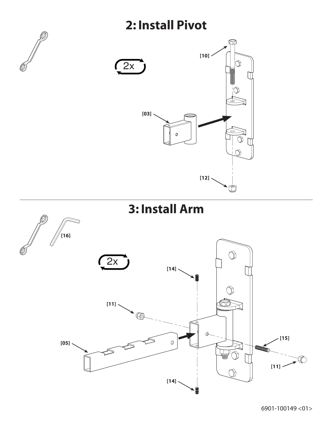 Sanus Systems WMS2 important safety instructions Install Pivot Install Arm 