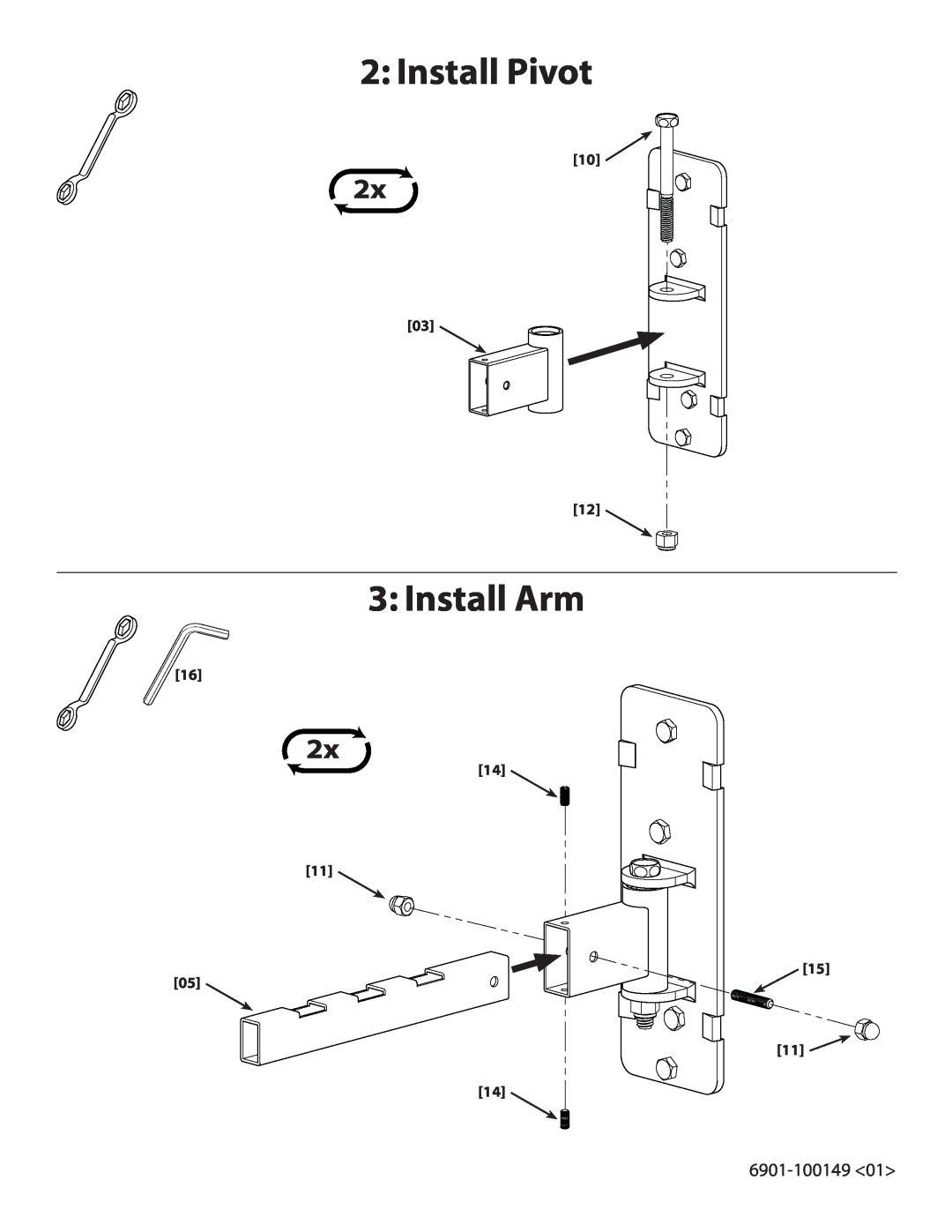 Sanus Systems WMS2 important safety instructions Install Pivot, Install Arm, 14 11 05, 6901-100149 
