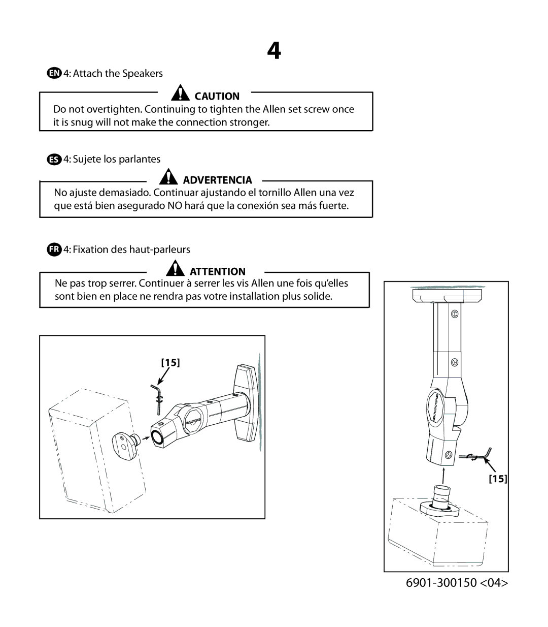 Sanus Systems WMS5, WMS3 manual FR 4 Fixation des haut-parleurs 