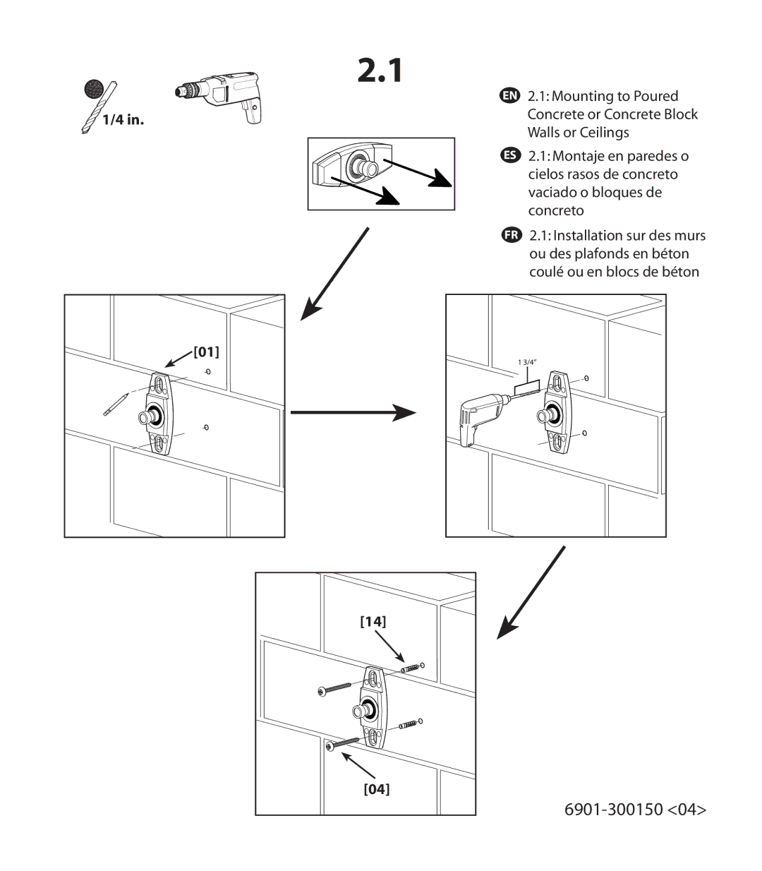 Sanus Systems WMS5, WMS3 manual Mounting to Poured 