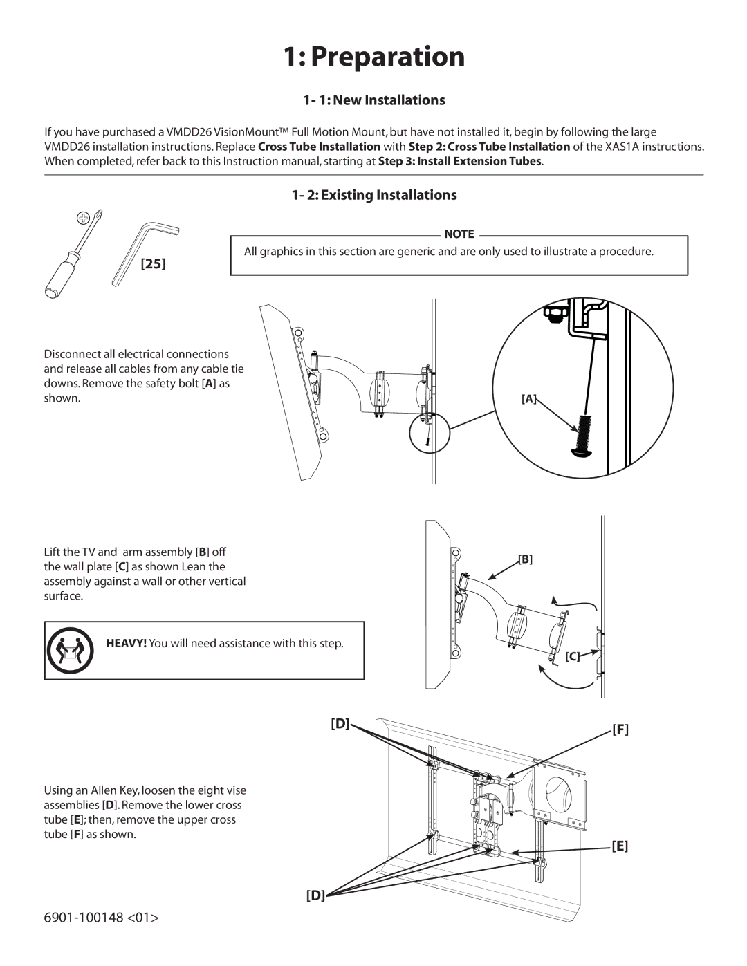 Sanus Systems XAS1A manual Preparation, New Installations Existing Installations 