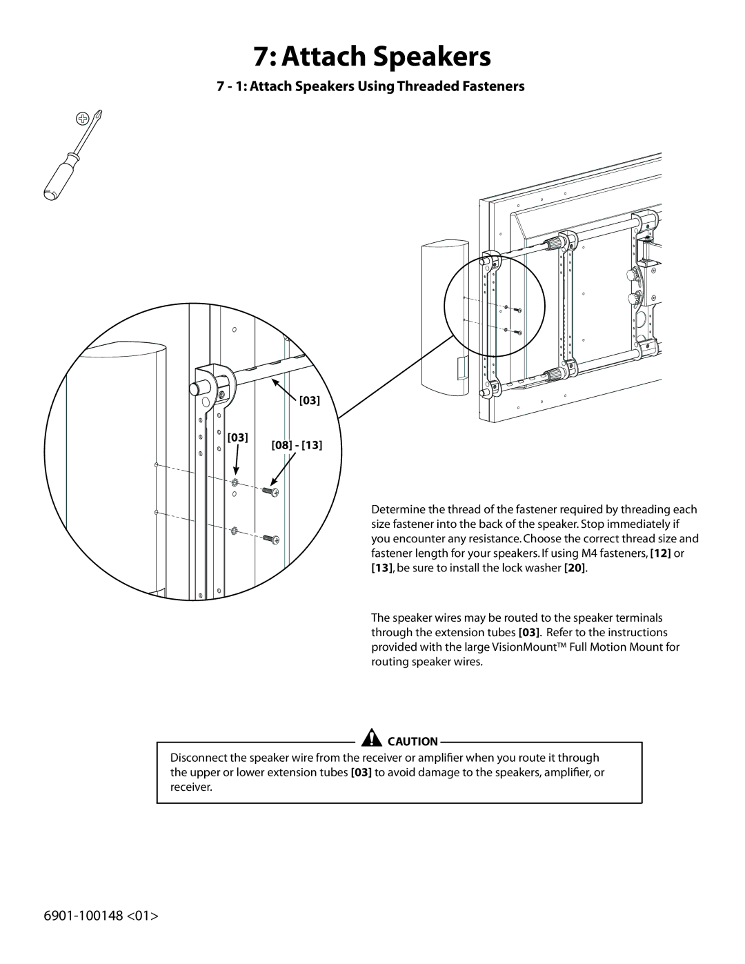 Sanus Systems XAS1A manual Attach Speakers Using Threaded Fasteners 