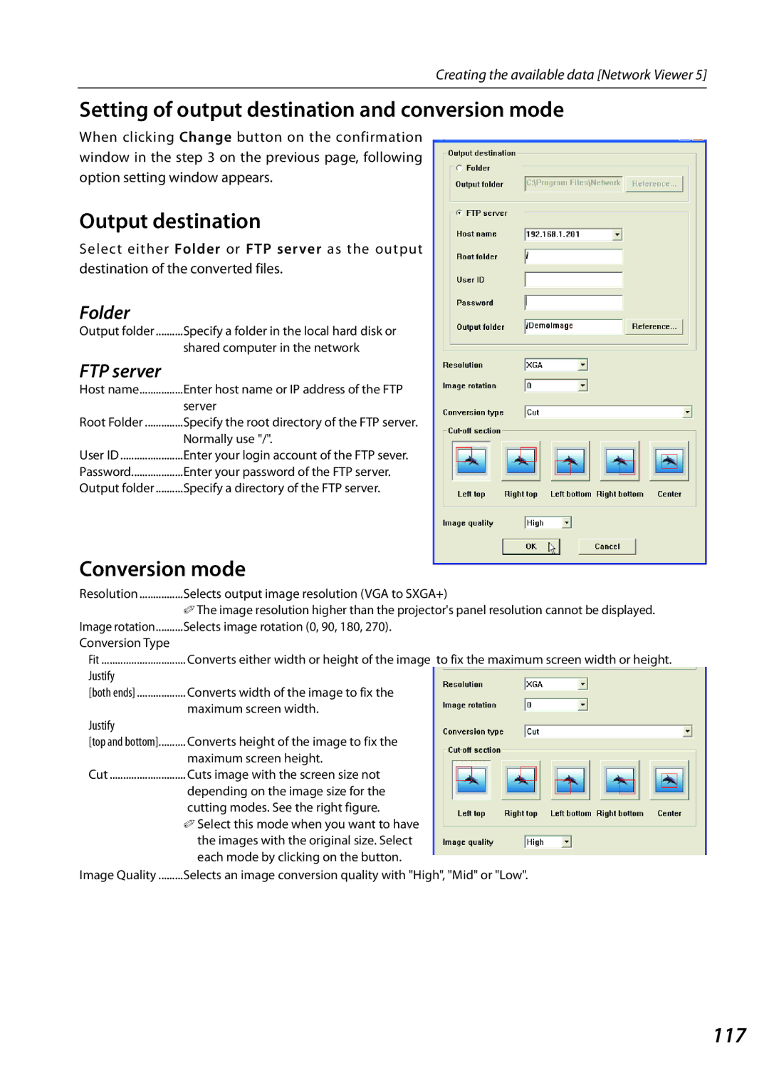 Sanyo 1AV4U19B25500 Setting of output destination and conversion mode, Output destination, Conversion mode, 117 