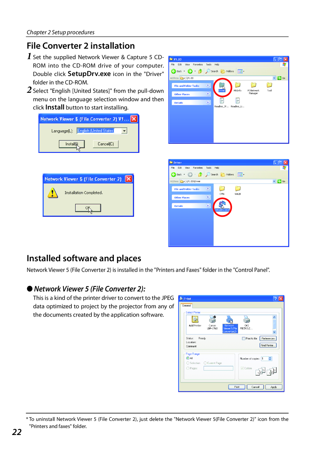 Sanyo 1AV4U19B25500 owner manual File Converter 2 installation, Installed software and places 