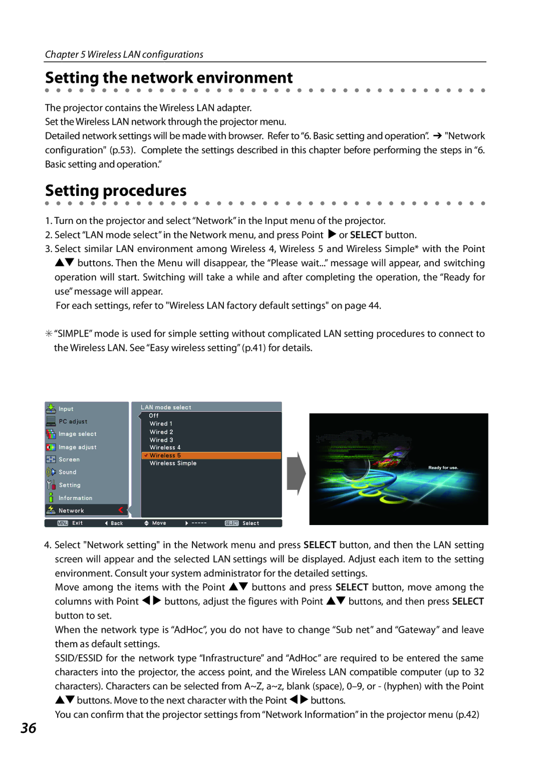 Sanyo 1AV4U19B25500 owner manual Setting the network environment, Setting procedures 