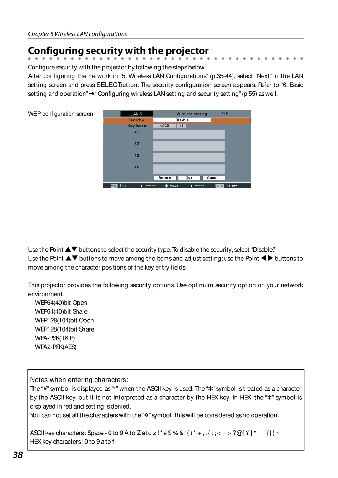 Sanyo 1AV4U19B25500 owner manual Configuring security with the projector 