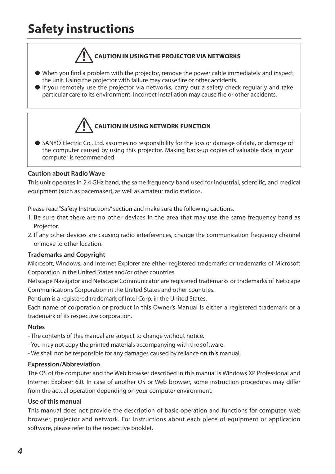 Sanyo 1AV4U19B25500 owner manual Trademarks and Copyright, Expression/Abbreviation, Use of this manual 