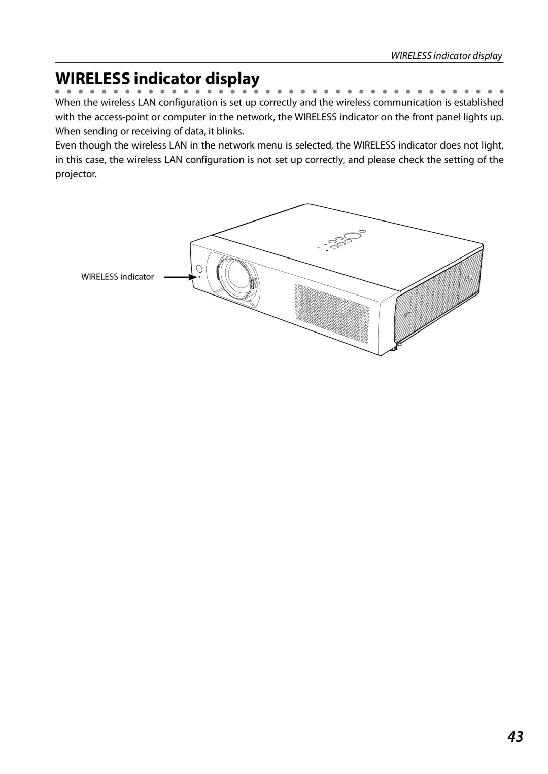 Sanyo 1AV4U19B25500 owner manual Wireless indicator display 