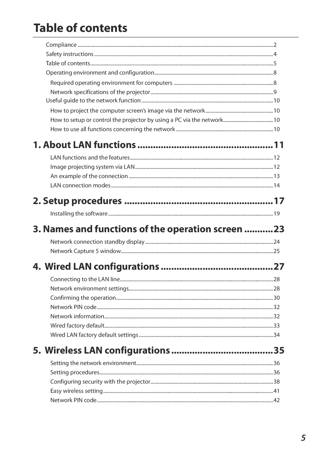 Sanyo 1AV4U19B25500 owner manual Table of contents 