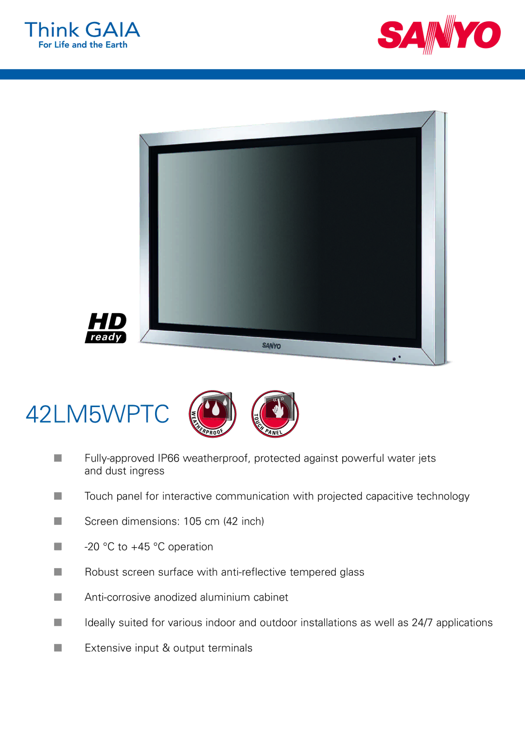 Sanyo 42LM5WPTC dimensions 