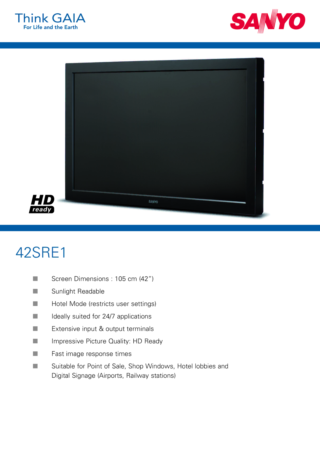 Sanyo 42SRE1 dimensions 