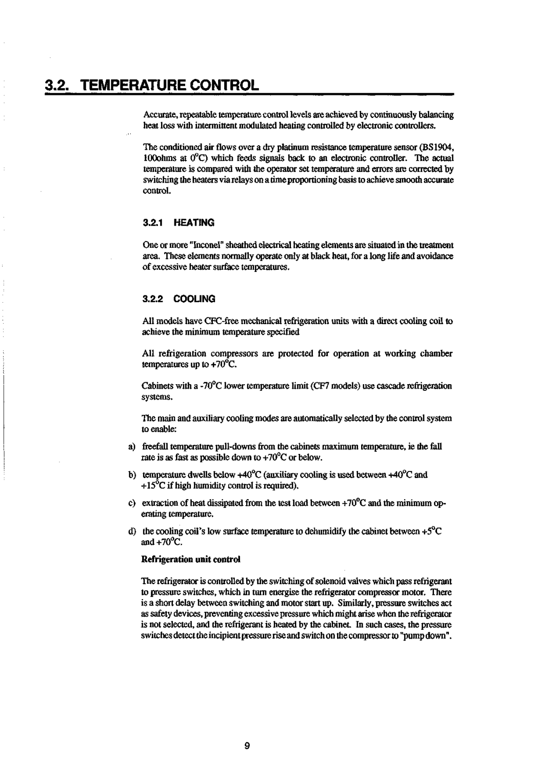 Sanyo 550 instruction manual Temperature Control, Heating, Cooling, Refrigeration unit control 