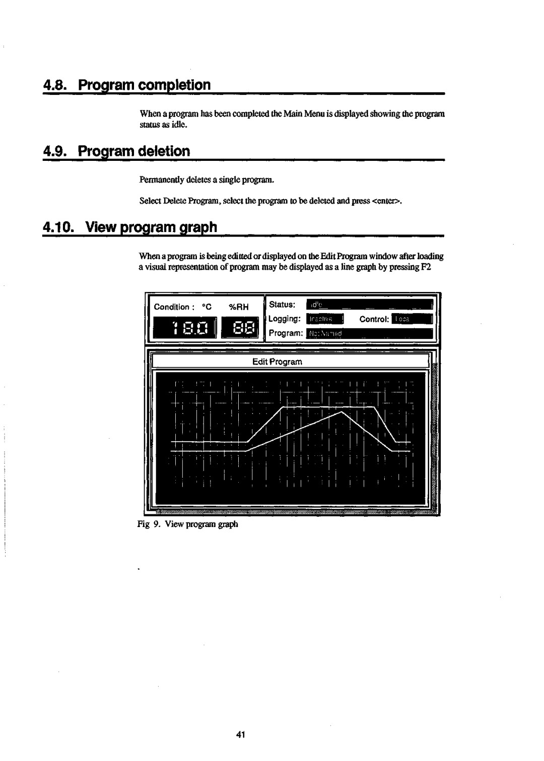 Sanyo 550 instruction manual Program completion, Program deletion, View program graph 