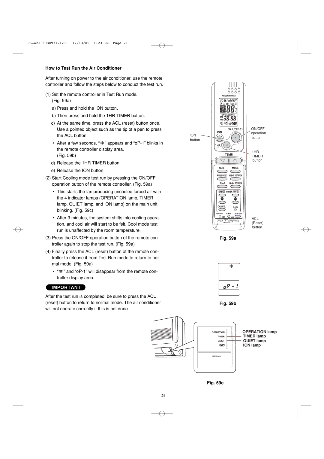 Sanyo 8.53E+13 installation instructions How to Test Run the Air Conditioner, Operation lamp Timer lamp Quiet lamp ION lamp 