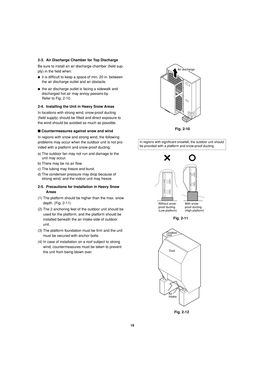 Sanyo 85464359981002 Air Discharge Chamber for Top Discharge, Installing the Unit in Heavy Snow Areas 