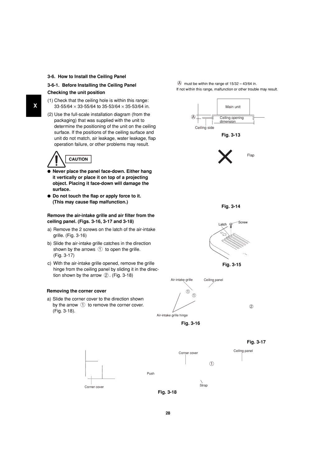 Sanyo 85464359981002 installation instructions Removing the corner cover 