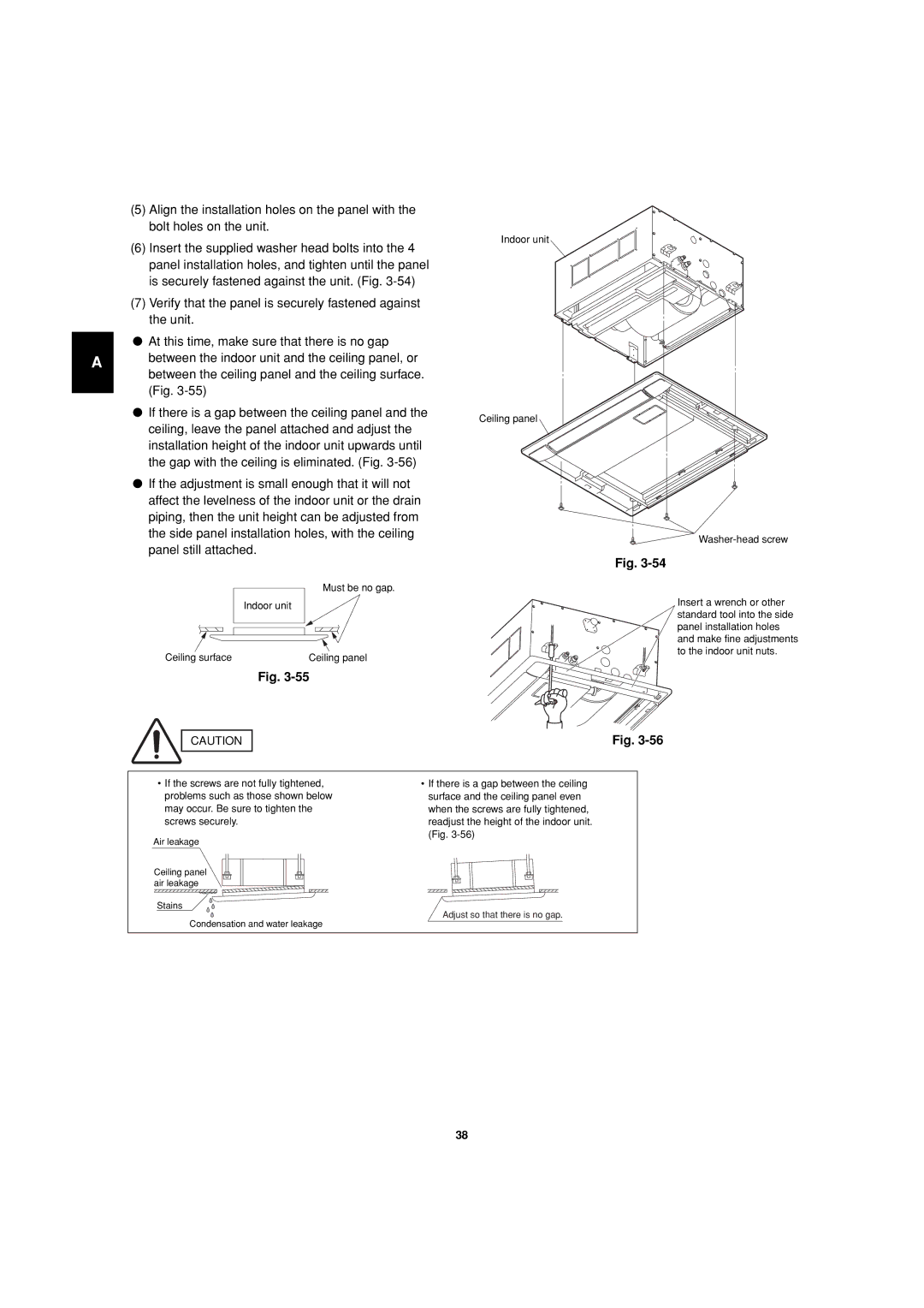 Sanyo 85464359981002 installation instructions Must be no gap Indoor unit Ceiling surface Ceiling panel 