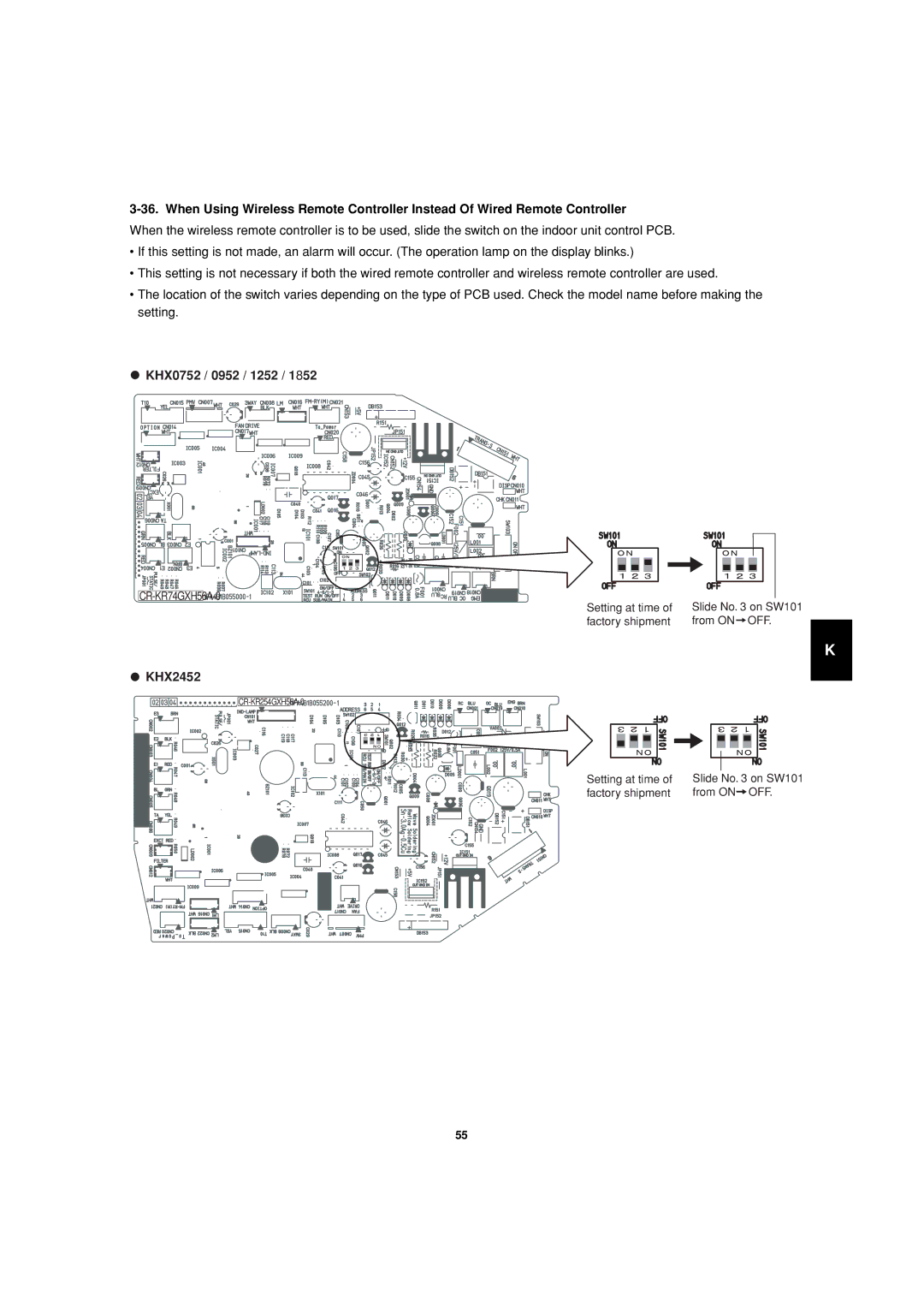 Sanyo 85464359981002 installation instructions KHX0752 / 0952 / 1252, KHX2452 