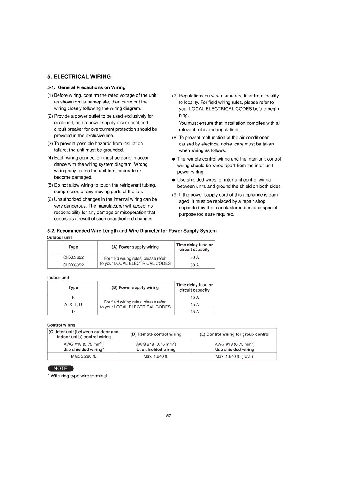 Sanyo 85464359981002 Electrical Wiring, General Precautions on Wiring, CHX03652 For field wiring rules, please refer 