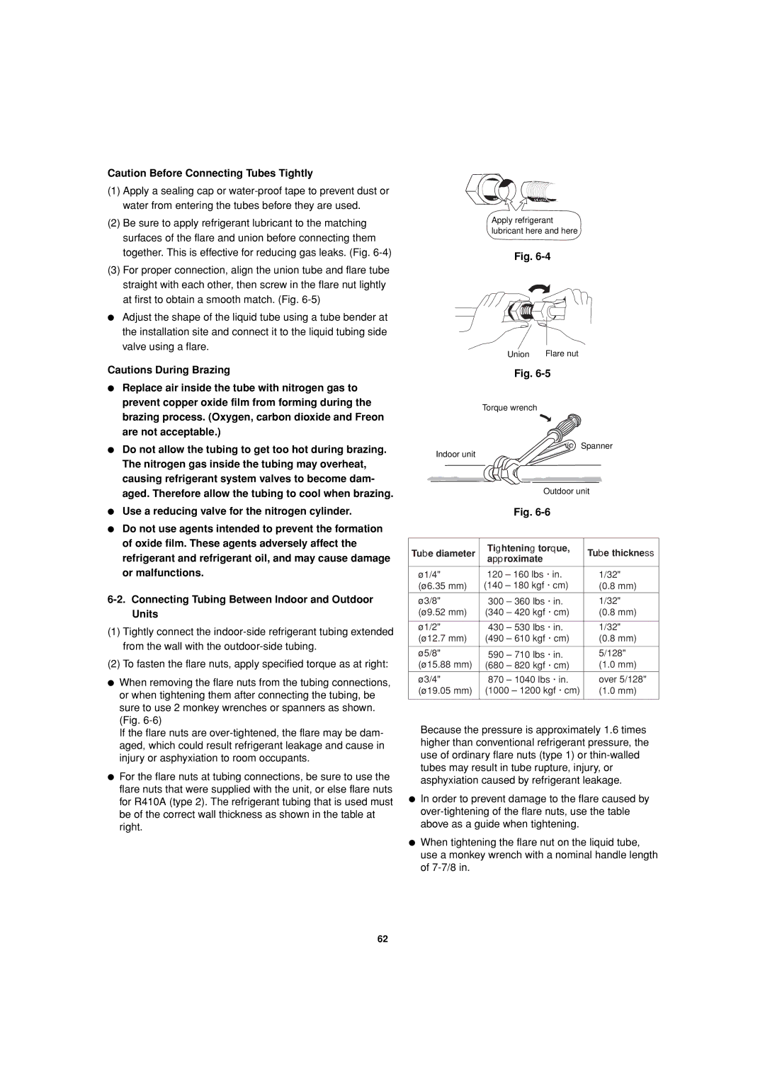 Sanyo 85464359981002 installation instructions Tube diameter Tightening torque Tube thickness Approximate 