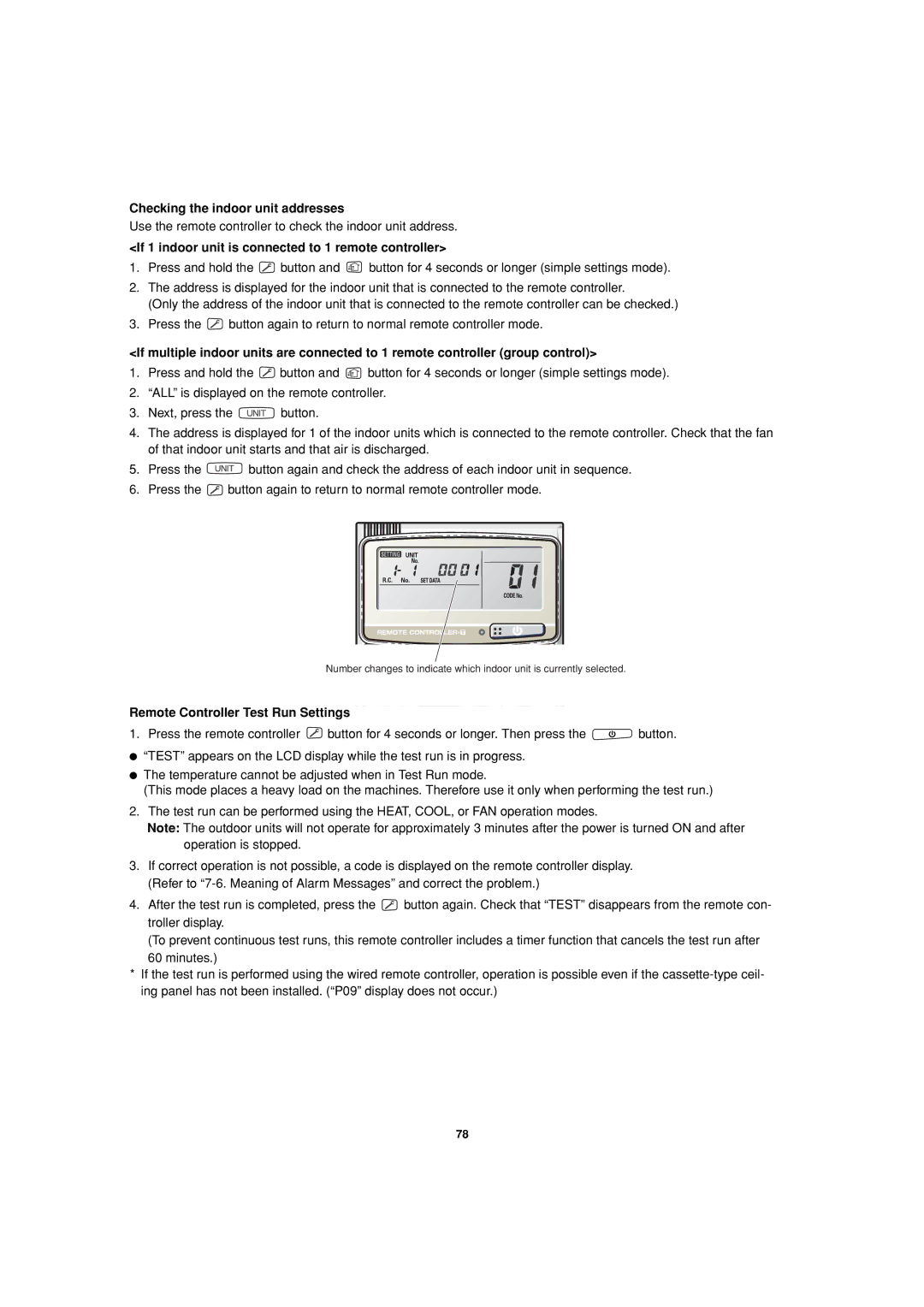 Sanyo 85464359981002 Checking the indoor unit addresses, If 1 indoor unit is connected to 1 remote controller 