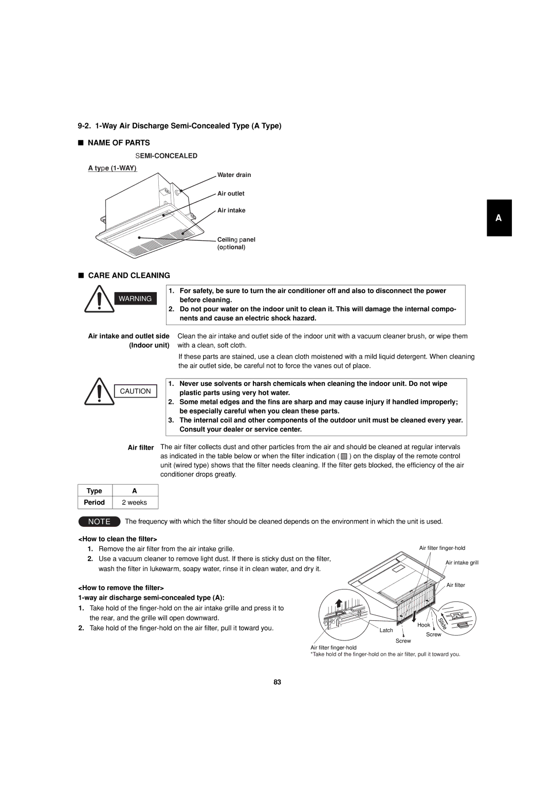 Sanyo 85464359981002 installation instructions Remove the air filter from the air intake grille 