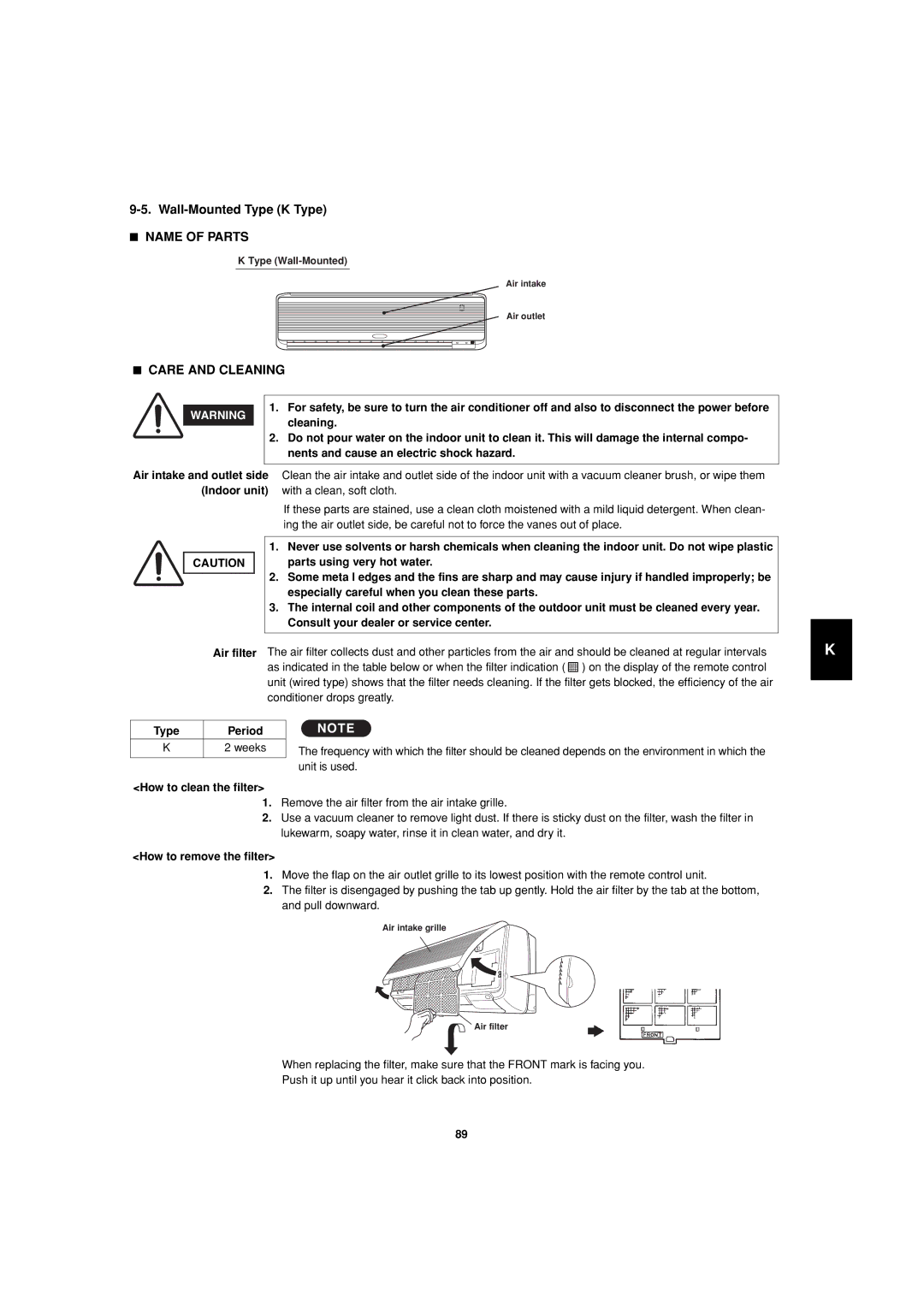 Sanyo 85464359981002 installation instructions Wall-Mounted Type K Type, Type Wall-Mounted 