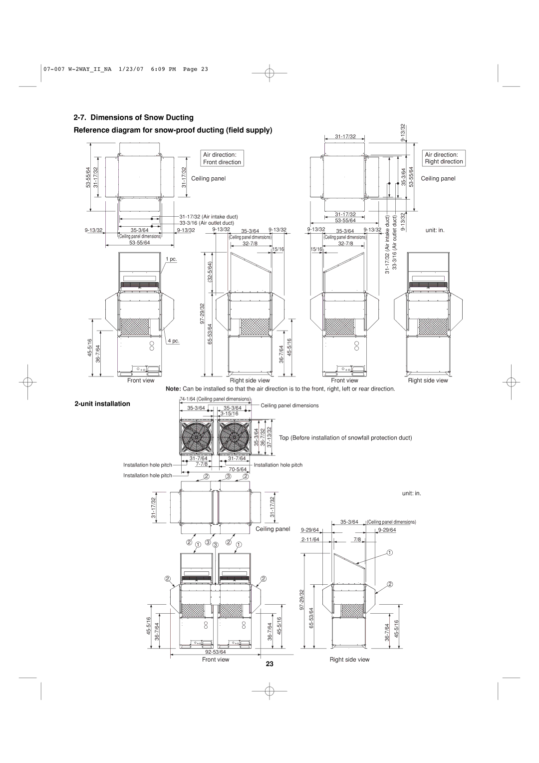 Sanyo 85464359982001 installation instructions Air direction 