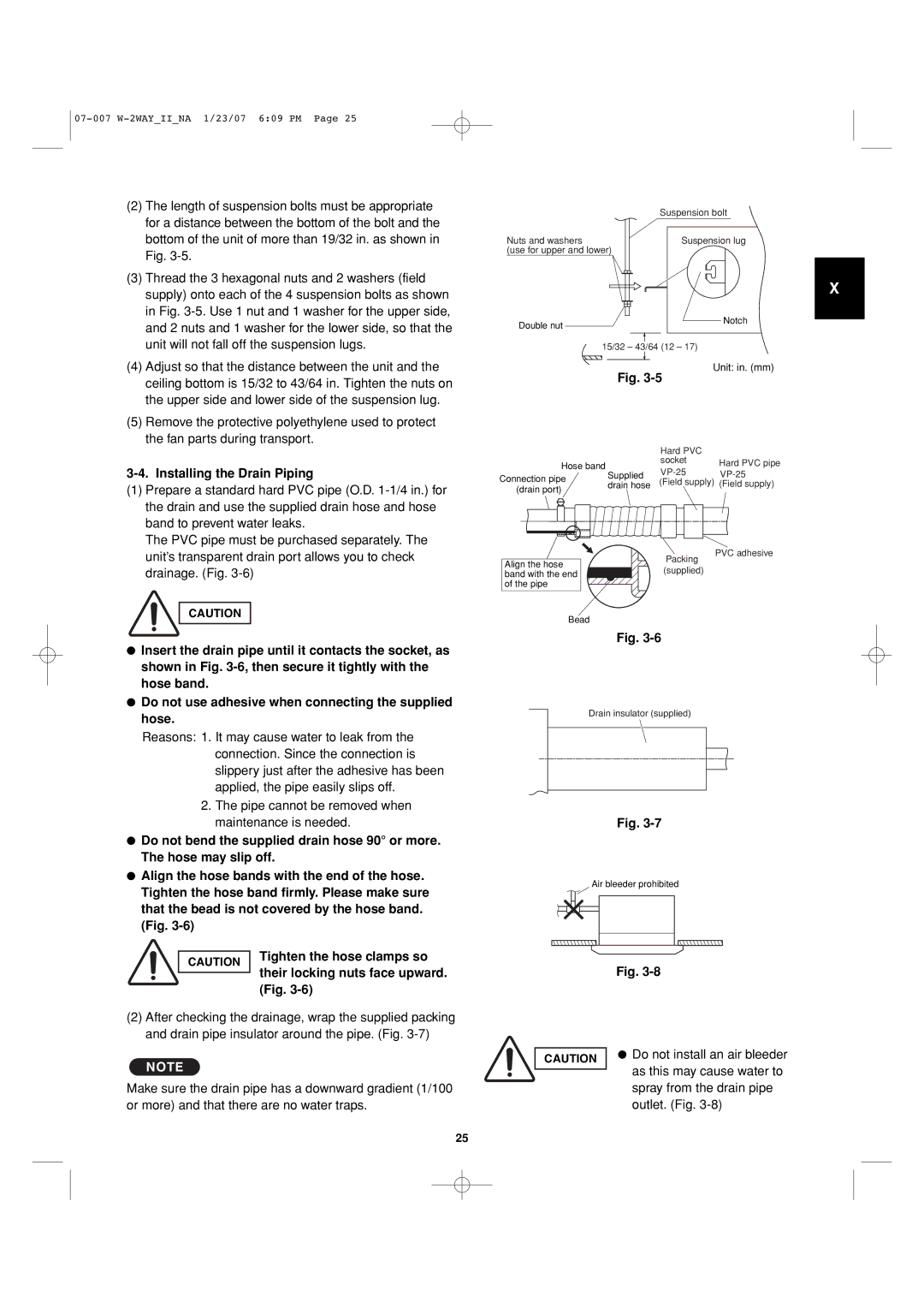 Sanyo 85464359982001 installation instructions Installing the Drain Piping 