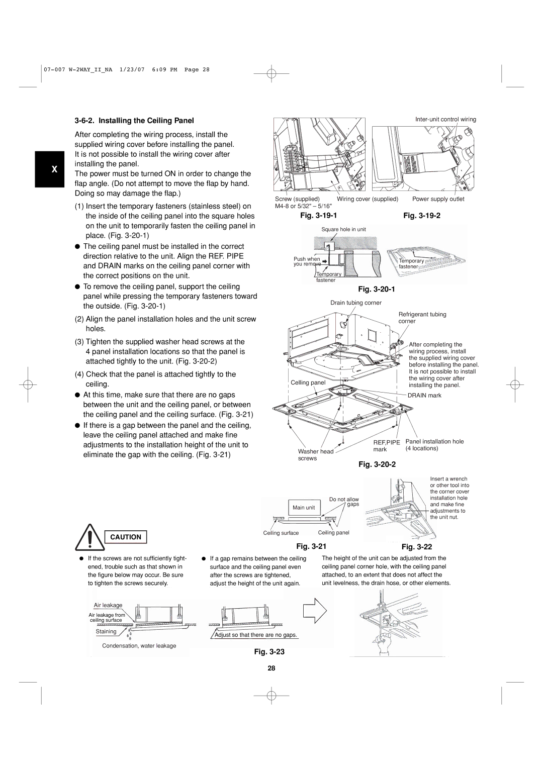 Sanyo 85464359982001 Installing the Ceiling Panel, Panel installation locations so that the panel is 