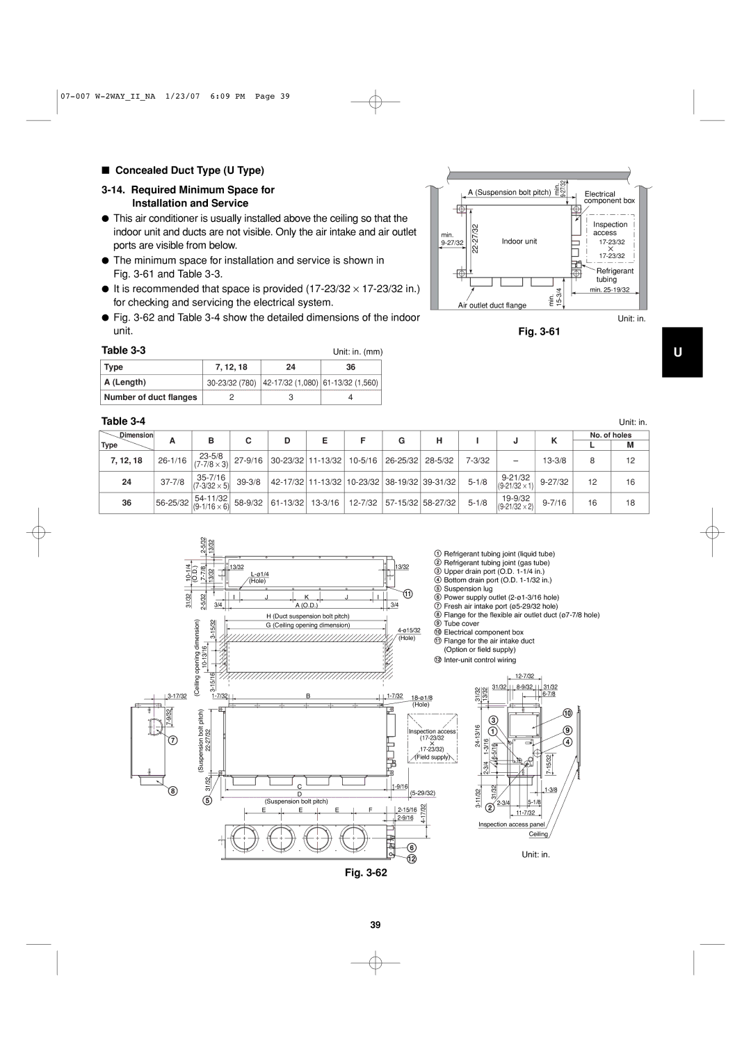 Sanyo 85464359982001 installation instructions and -4 show the detailed dimensions of the indoor unit, Type Length 