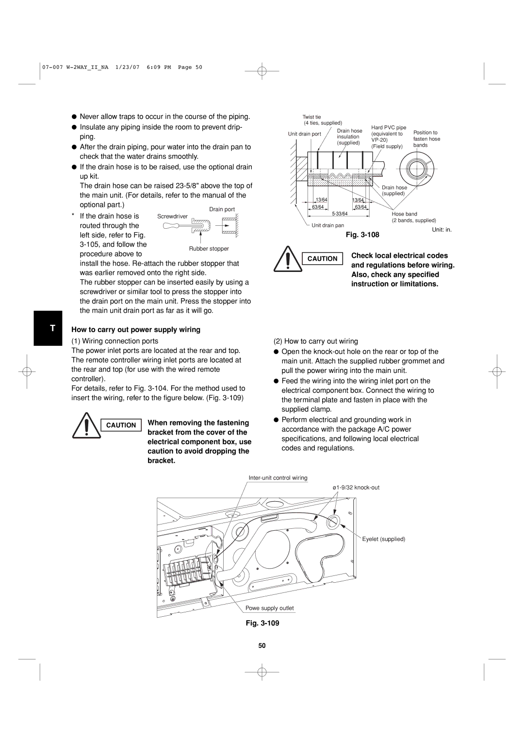 Sanyo 85464359982001 How to carry out power supply wiring, When removing the fastening, Bracket from the cover 