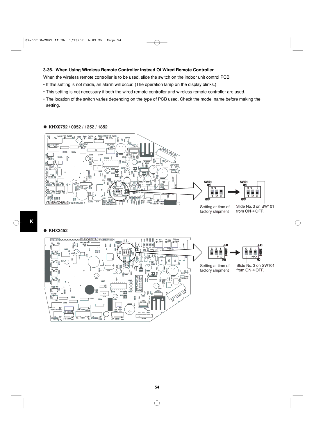 Sanyo 85464359982001 installation instructions KHX0752 / 0952 / 1252 