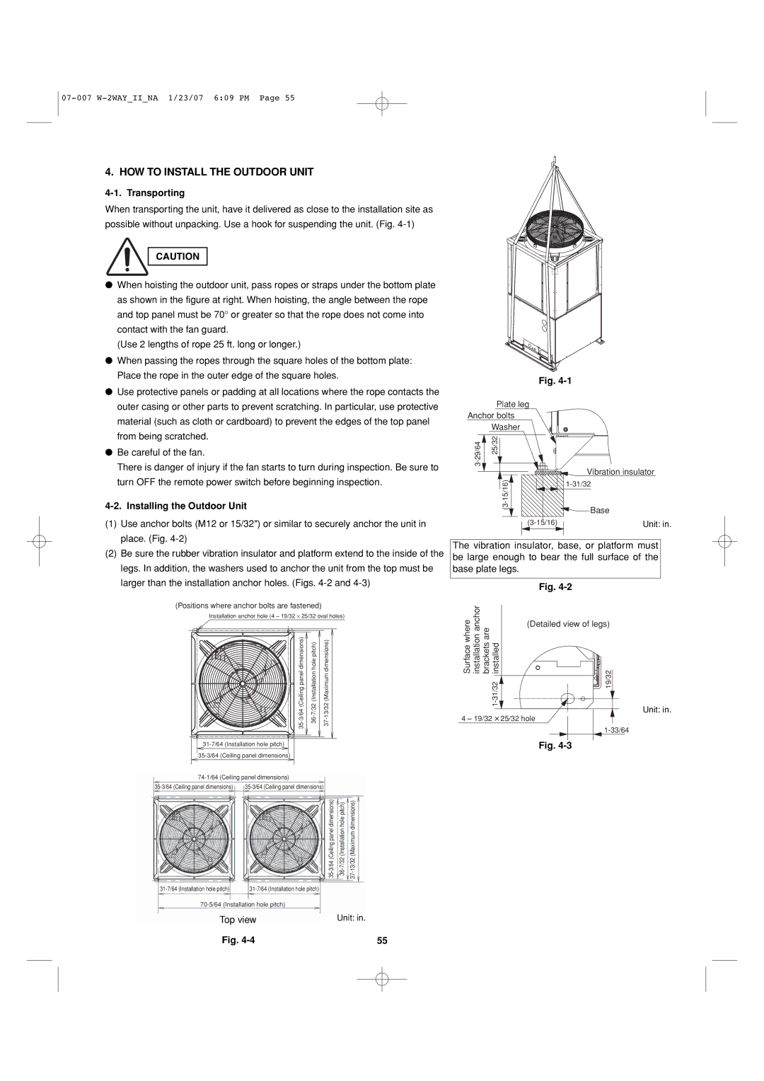 Sanyo 85464359982001 installation instructions HOW to Install the Outdoor Unit, Transporting, Installing the Outdoor Unit 