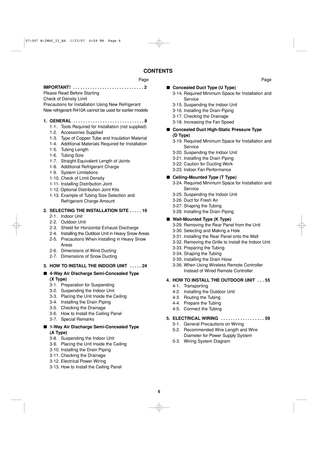 Sanyo 85464359982001 installation instructions Contents 