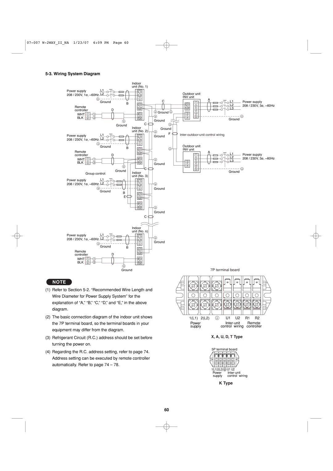 Sanyo 85464359982001 installation instructions Wiring System Diagram, U, D, T Type 