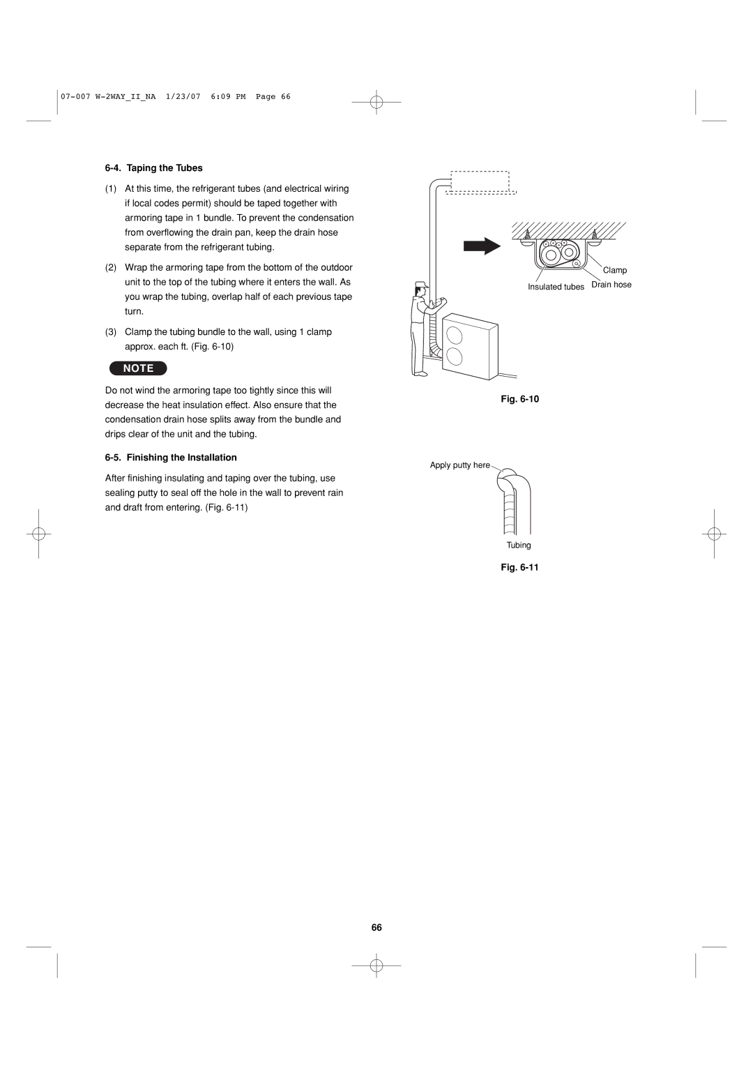 Sanyo 85464359982001 installation instructions Taping the Tubes, Finishing the Installation 