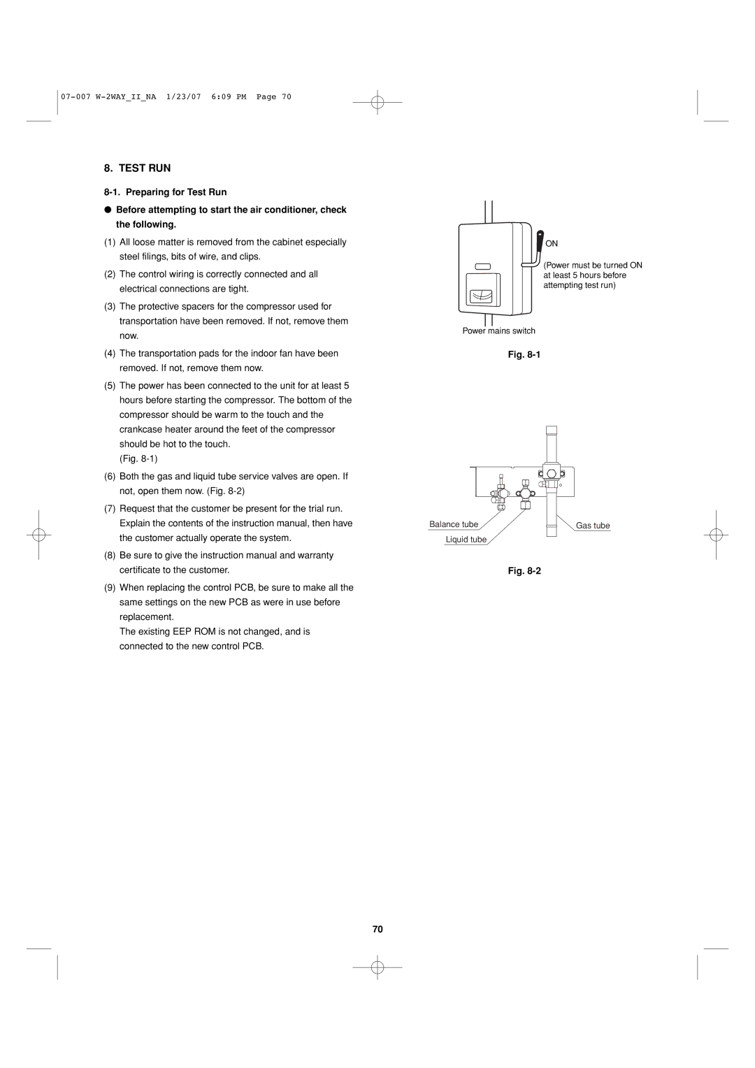 Sanyo 85464359982001 installation instructions Test RUN 