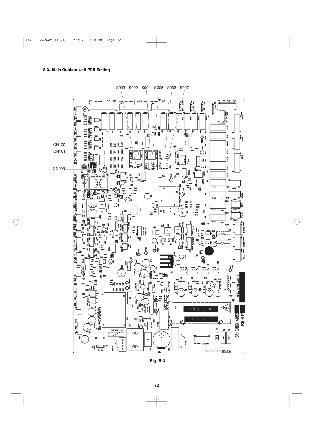 Sanyo 85464359982001 installation instructions Main Outdoor Unit PCB Setting 