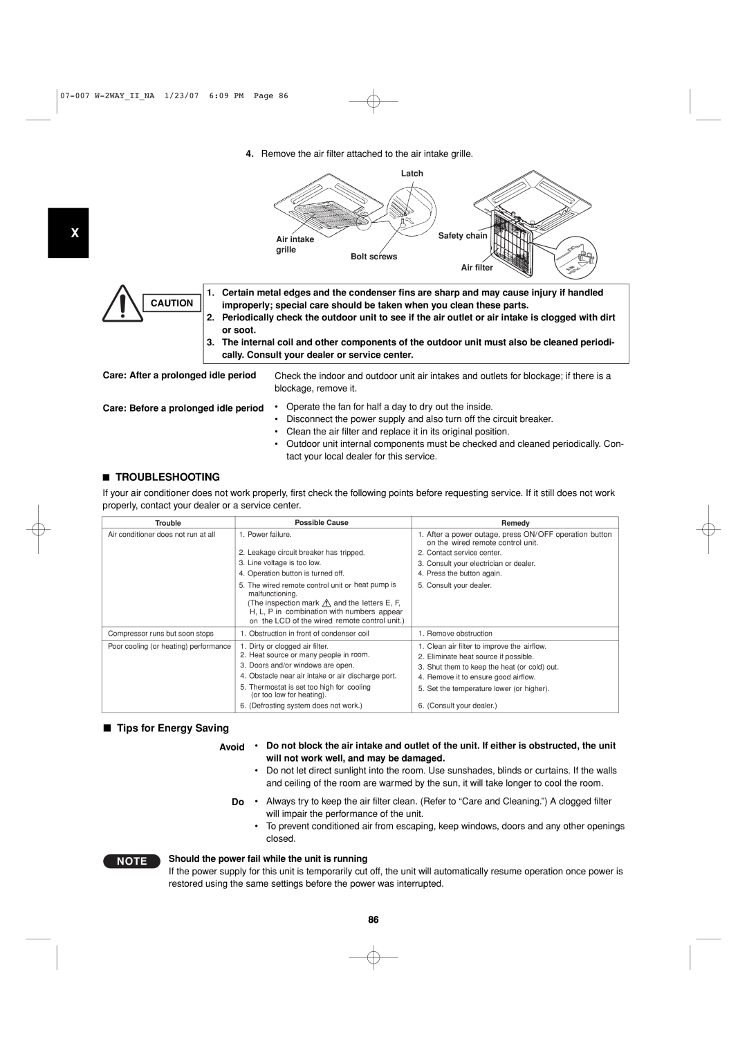 Sanyo 85464359982001 installation instructions Troubleshooting, Tips for Energy Saving 