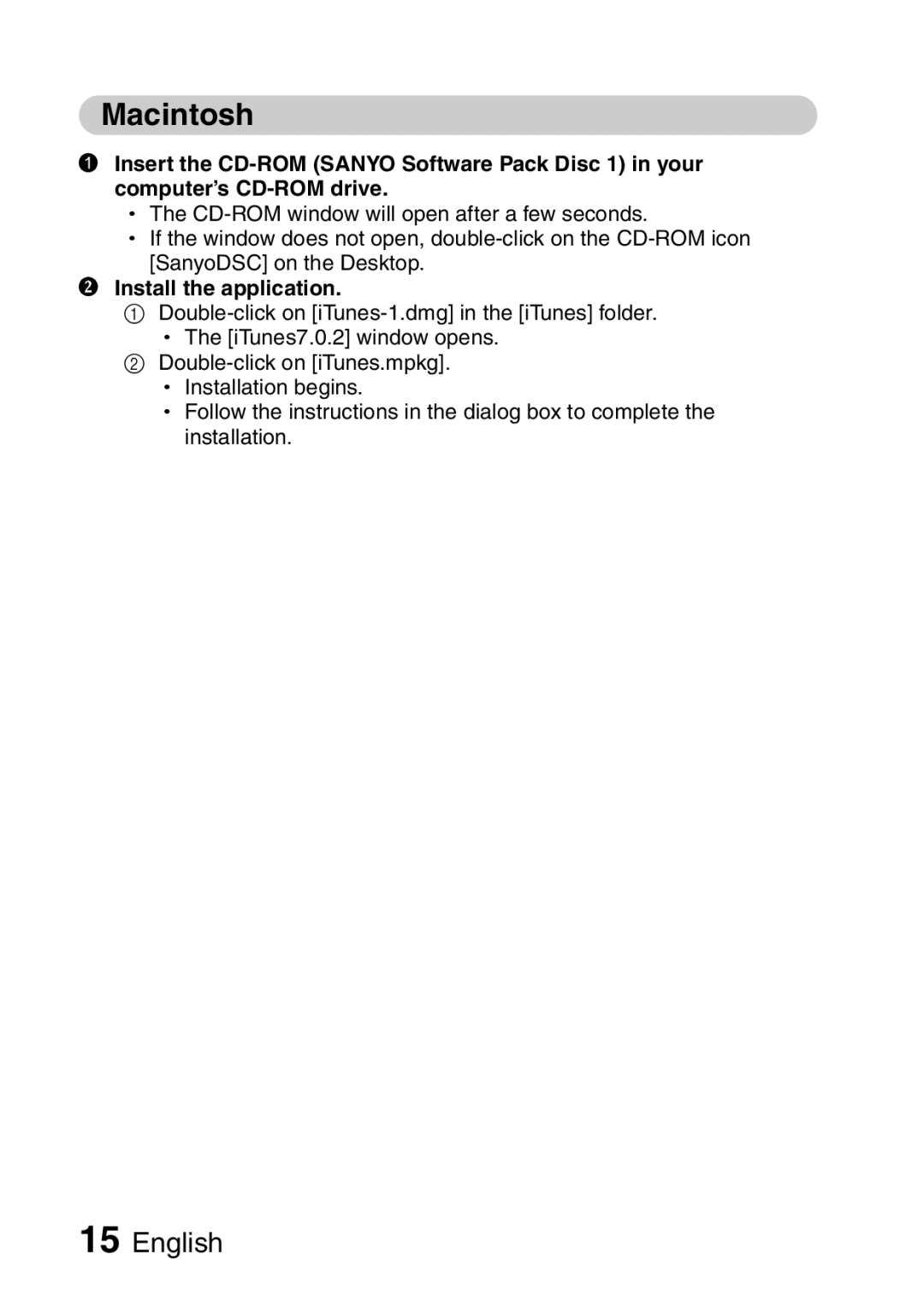 Sanyo 9.1 instruction manual Macintosh, Install the application 