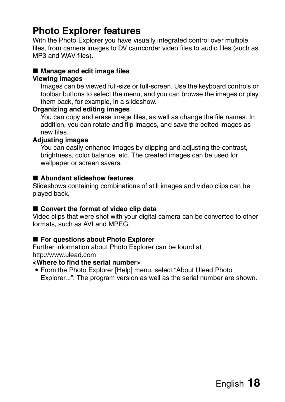 Sanyo 9.1 instruction manual Photo Explorer features 